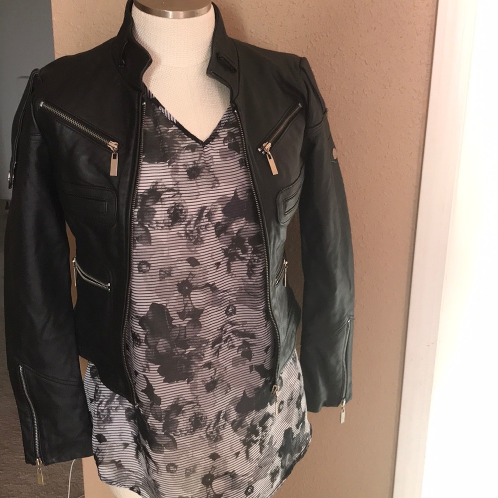 Bebe faux Leather Zip up Jacket
